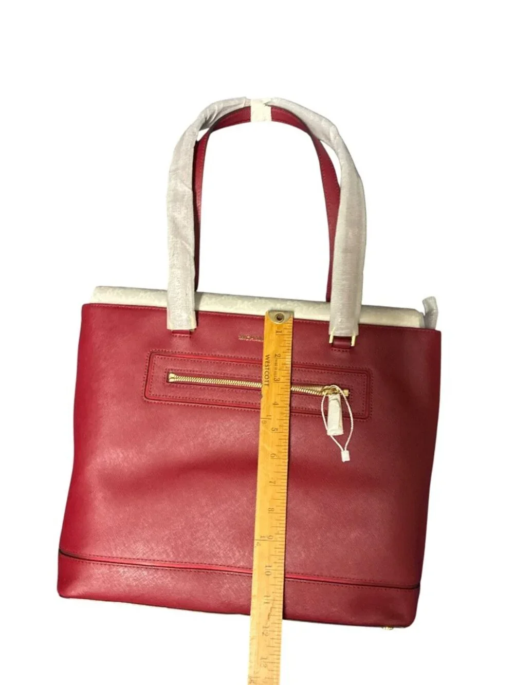 NEW Michael Kors Charlotte Large NS Tote Leather‎ Structured Cherry Red NWT